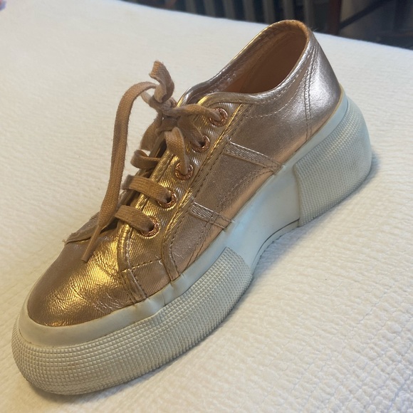 Rose Gold Platform Superga Sneakers - Picture 6 of 6